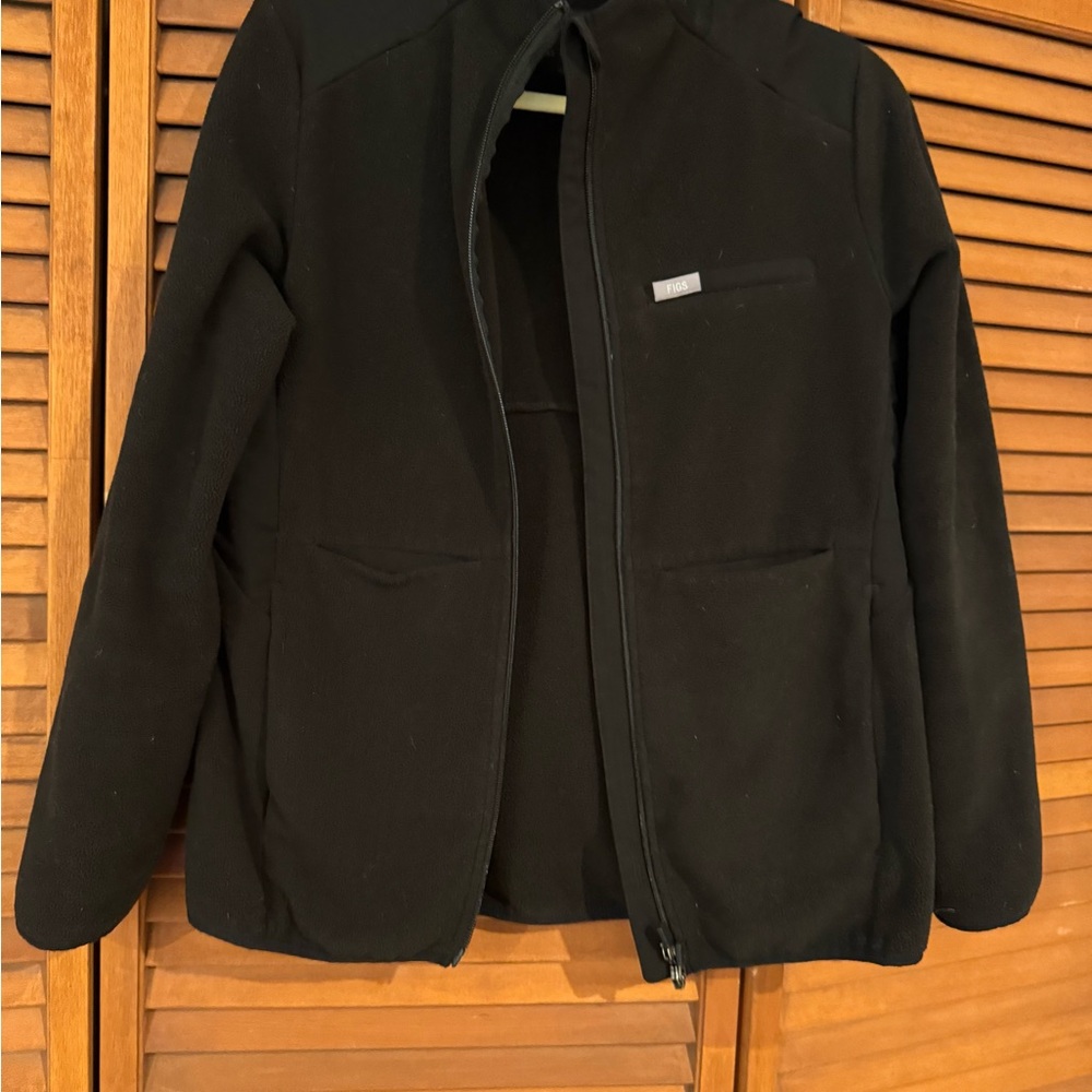 Figs Black Lightweight Fleece Jacket